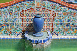 ceramic tile fountain at Adamson House in Malibu, California