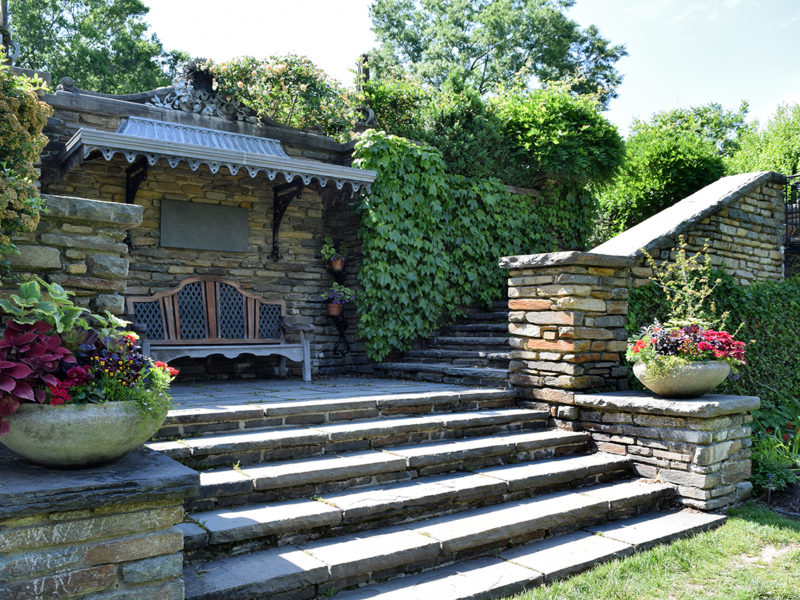 stairway down to Fountain Terrace at Dumbarton Oaks, located in Washington, D.C.