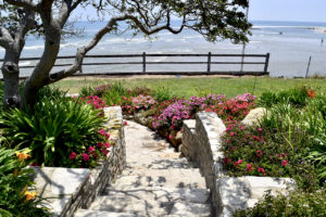 garden-lined stairway at Adamson House in Malibu, California