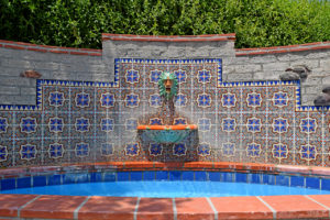 ceramic tile fountain at Adamson House in Malibu, California