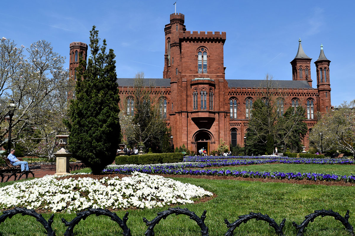 Smithsonian Castle from The Enid A. Haupt Garden in Washington, D.C.