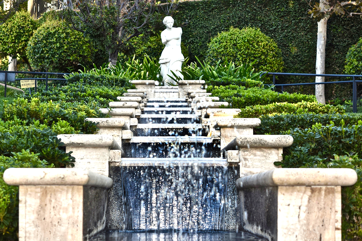 authentic chain fountain in the Italian Garden at the Gardens of the World in Thousand Oaks, California.
