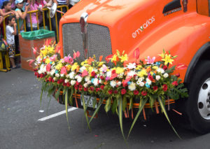 The Desfile de Silleteros (Parade of Flowers) during the Feria de las Flores is an annual festival in Colombia, South America