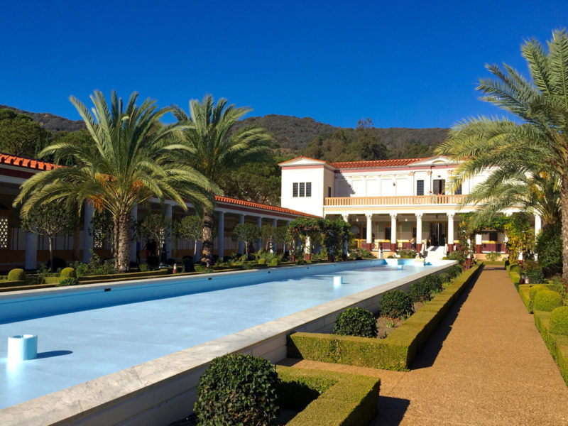 Outer Peristyle fountain at The Getty Villa located in Malibu, California