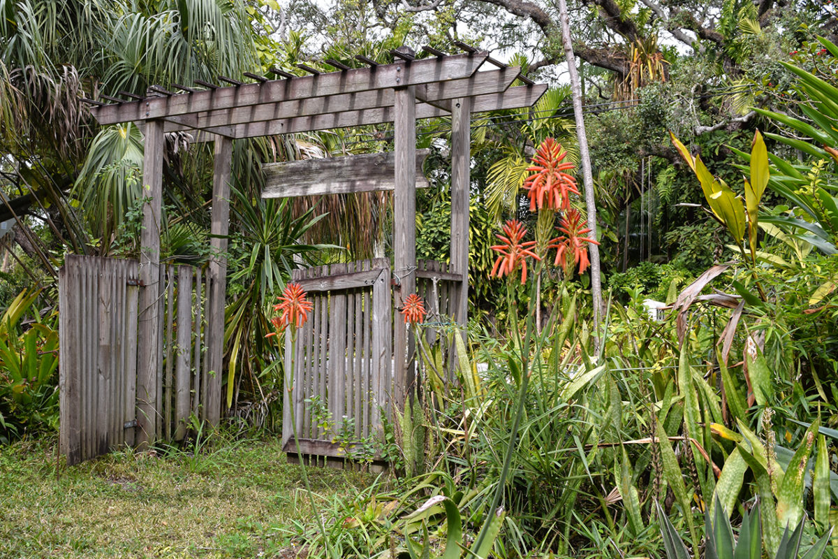 gated entrance to the Sarasota Succulent Society in Sarasota, Florida